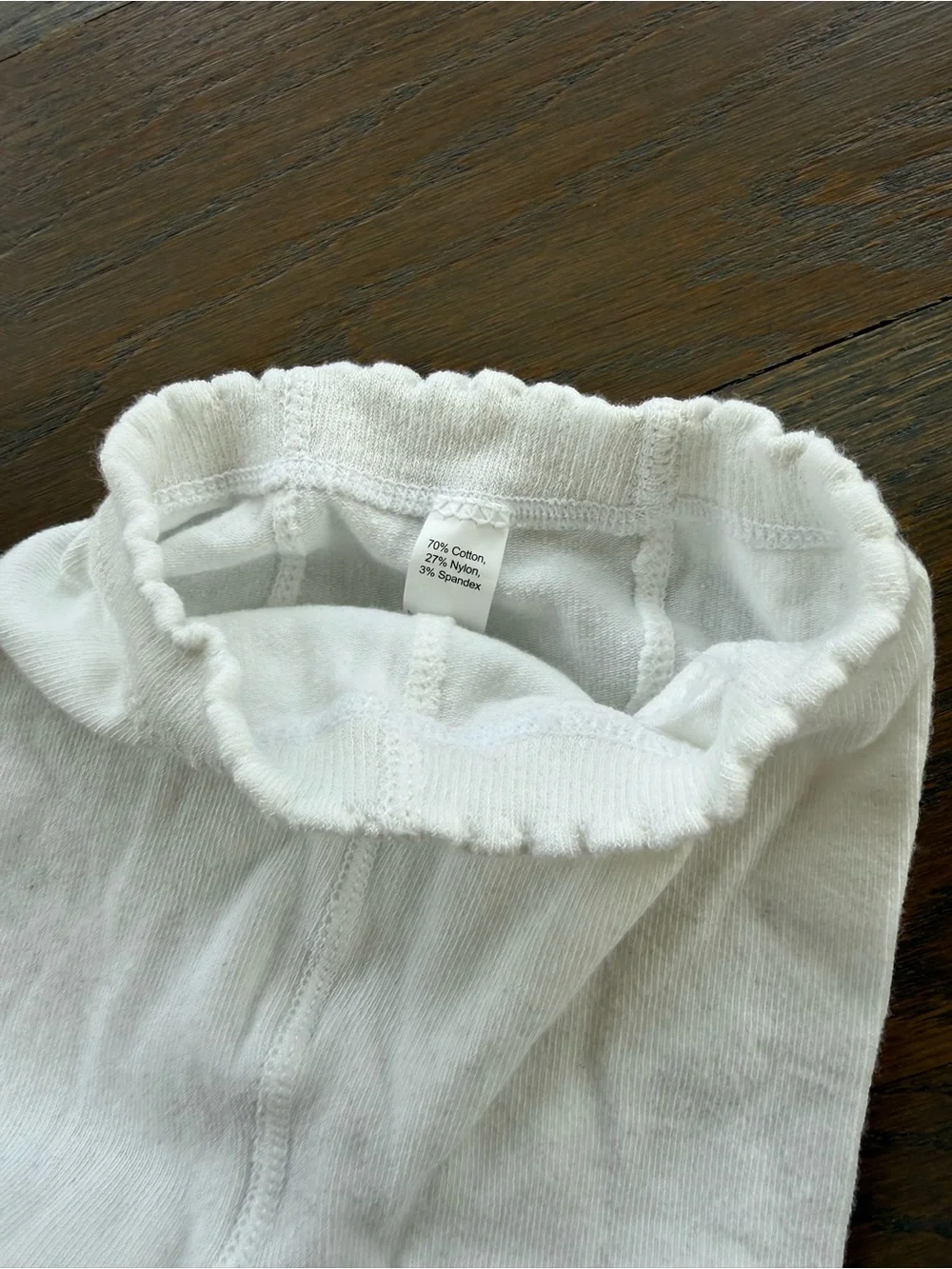 Girls white scalloped footless tights one size but good for XS/S